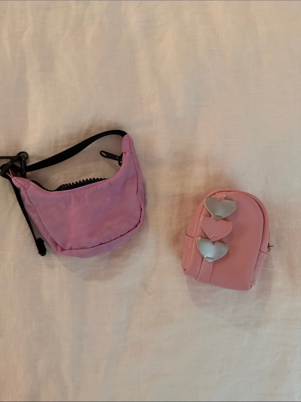 Pink baggu Mini crescent bag Wallet plus a backpack